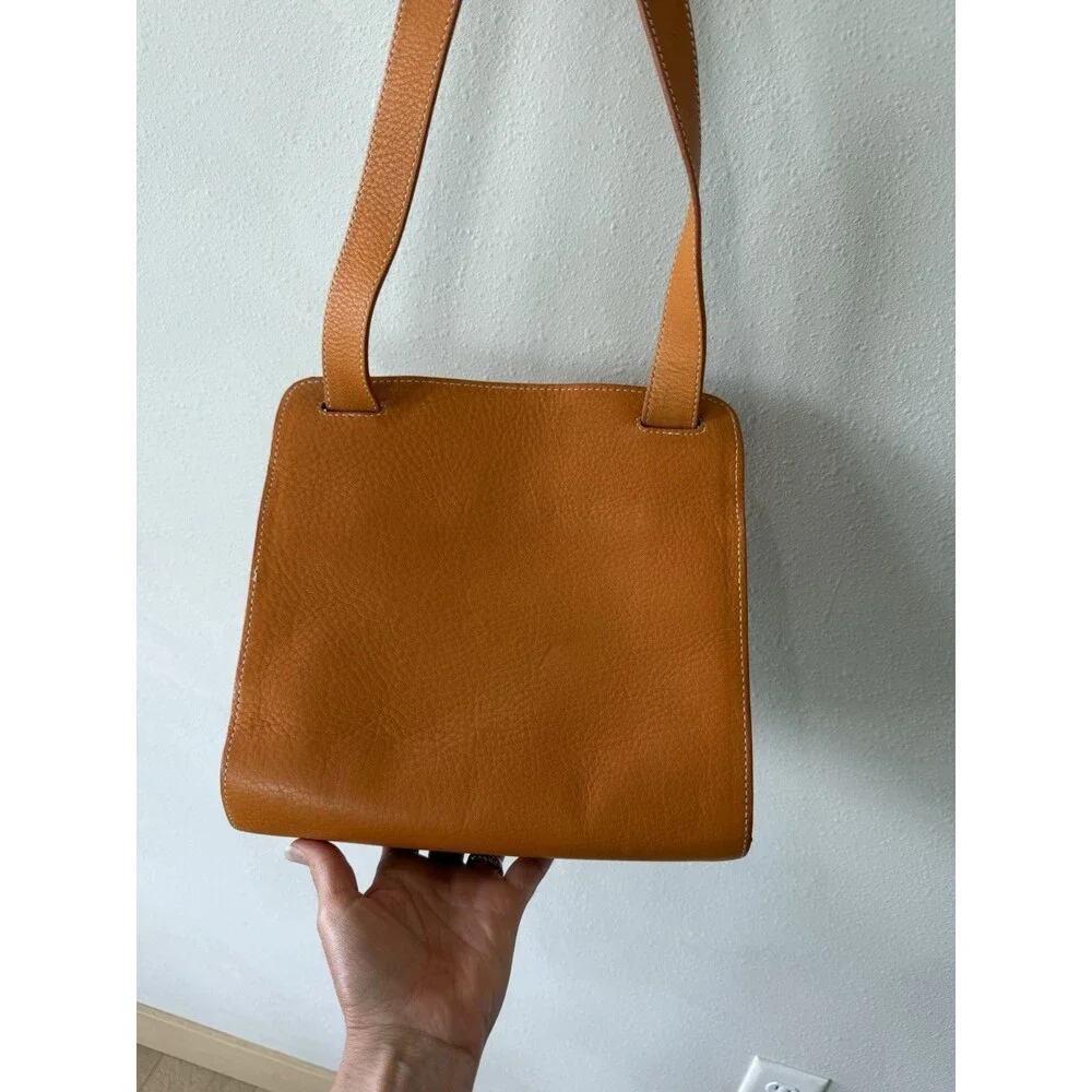 Leoncini Leather Orange Leather Hand Bag Crossbody Italy Purse